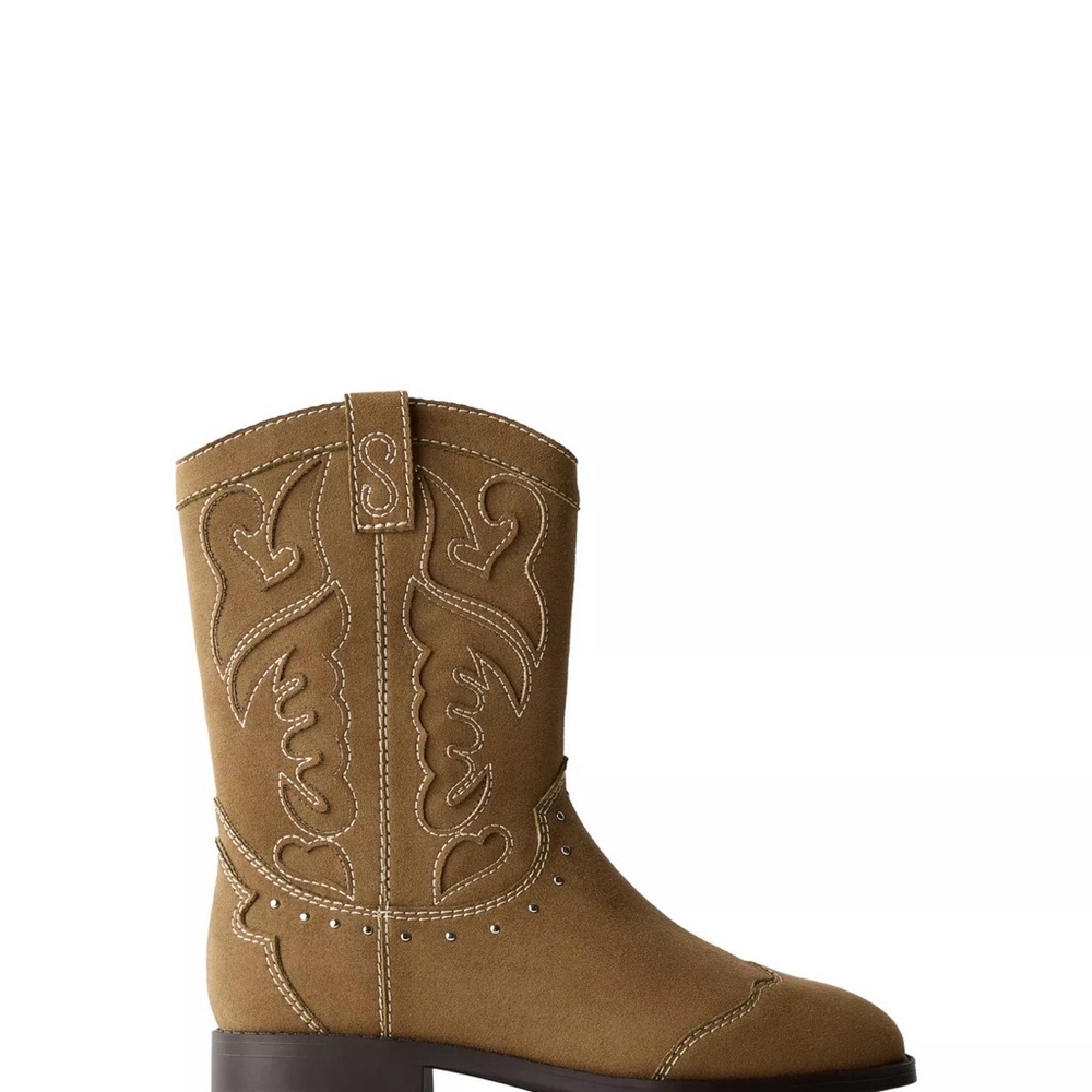 Zara Brown Girls Suede Western Boots